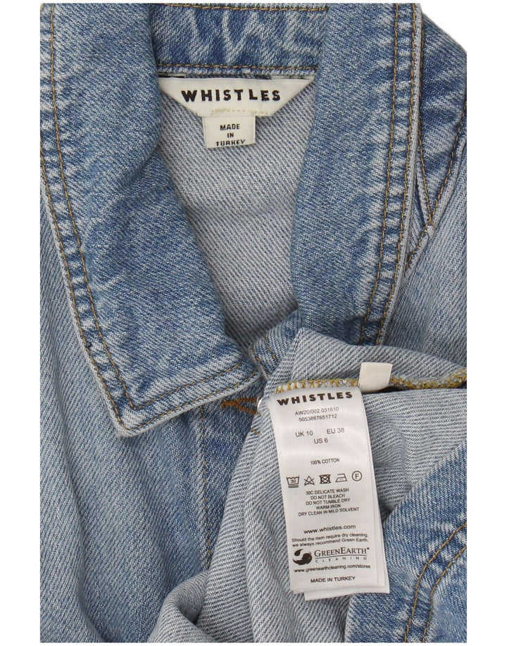 WHISTLES Womens Crop Oversized Denim Jacket UK 10 Small Blue Cotton