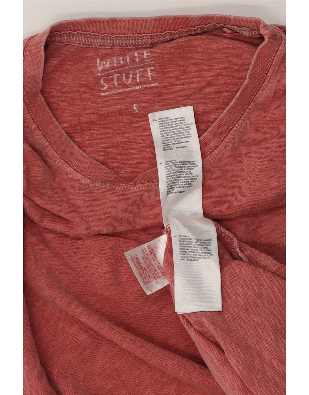 White Stuff Herren-T-Shirt-Oberteil, klein, rosa gesprenkelte Baumwolle
