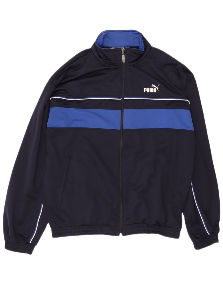 Puma Herren-Trainingsanzug-Top-Jacke, mittelblaues Farbblock-Polyester