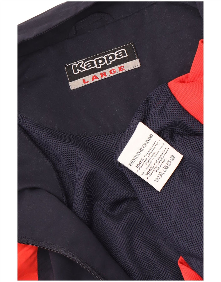 Kappa Herren-Trainingsanzug-Top-Jacke, großes marineblaues Farbblock-Polyester