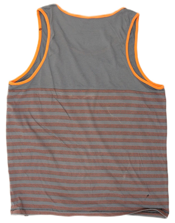 Hurley Mens Premium Fit Vest Top Large Grey Striped Cotton
