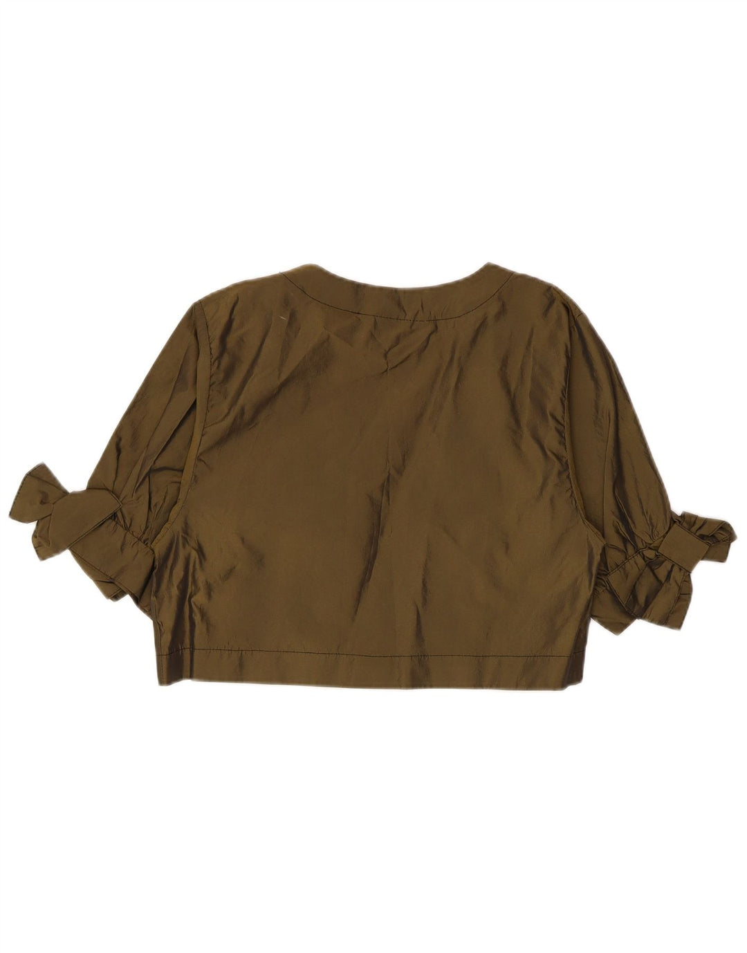 Vintage Damen 1/2 Ärmel Bolero Top UK 14 Medium Khaki Polyester