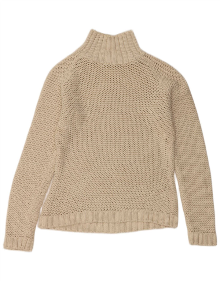 Eddie Bauer Damen-Pullover mit Rollkragen, Größe S, cremefarbene Baumwolle, UK 8