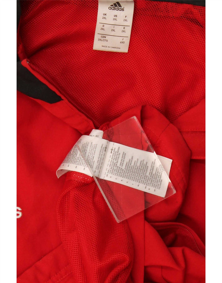 Adidas Herren-Trainingsanzug-Oberteil, Jacke, 2XL, rotes Colourblock-Polyester