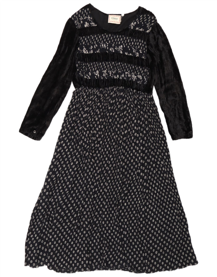 Express Damen-Maxikleid mit langen Ärmeln, Gr. 44, mittelgroß, marineblau, geblümt