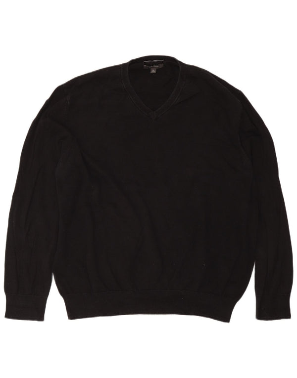 Marks & Spencer Herren-Pullover mit V-Ausschnitt, 2XL, schwarze Baumwolle