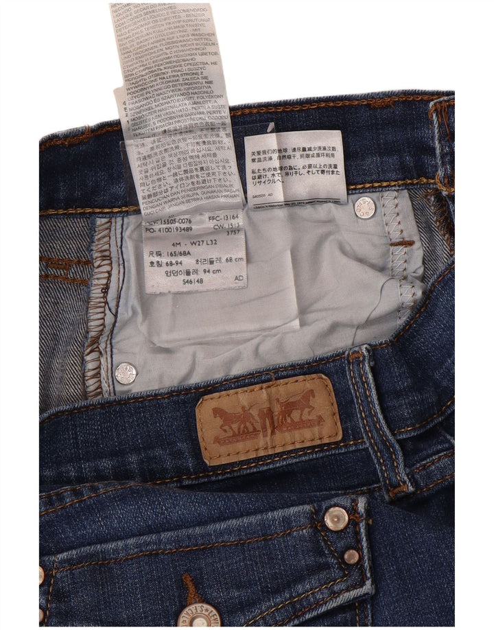 LEVI'S Damen 505 Straight Jeans US 4 Small W27 L32 Blaue Baumwolle