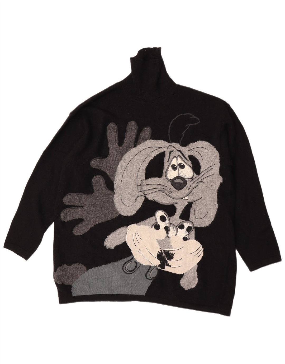 Iceberg Damen Looney Tunes Rollkragenpullover IT 46 Große schwarze Wolle