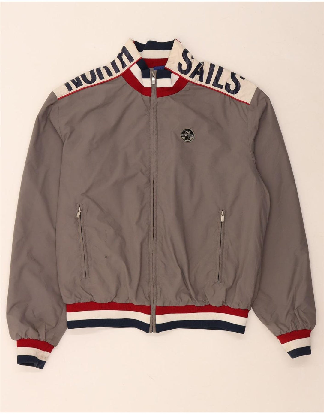 NORTH SAILS Grafische Herren-Bomberjacke UK 42 XL Graues Colourblock-Polyamid