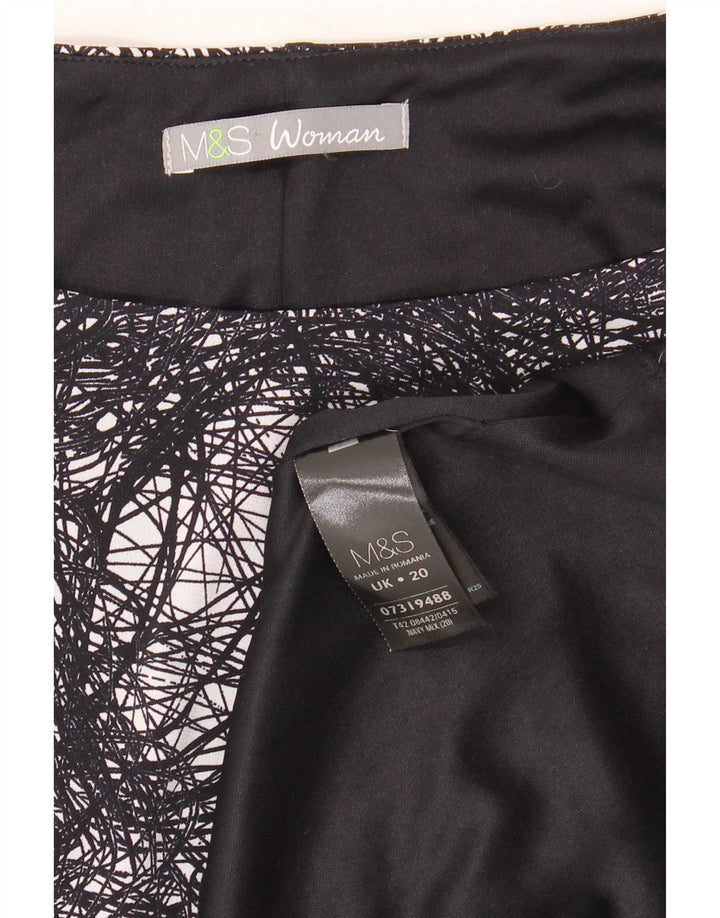 Marks & Spencer Damen Etuikleid mit abstraktem Muster UK 20 2XL Schwarz