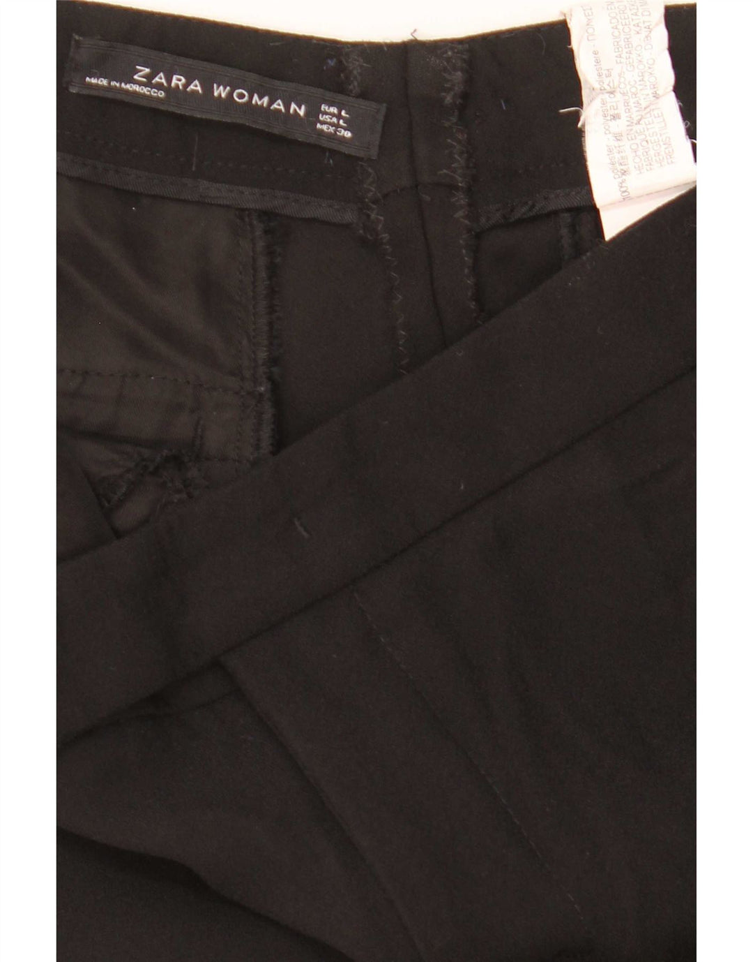 Zara Damen Flare Freizeithose, Größe L, W32, L32, Schwarz, Polyester