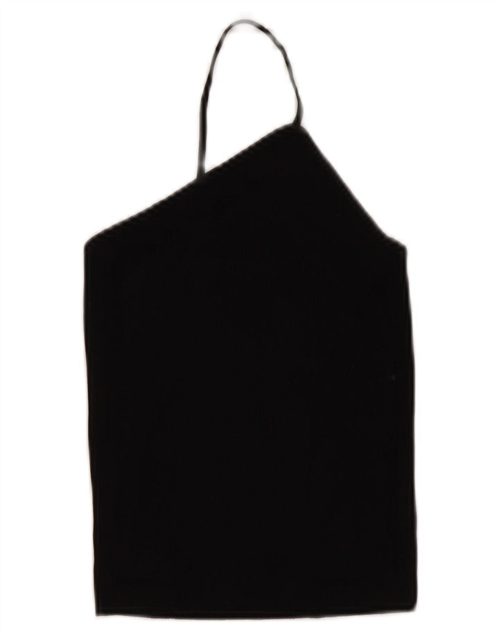 Zara Damen Crop Top UK 10 Small Schwarze Viskose