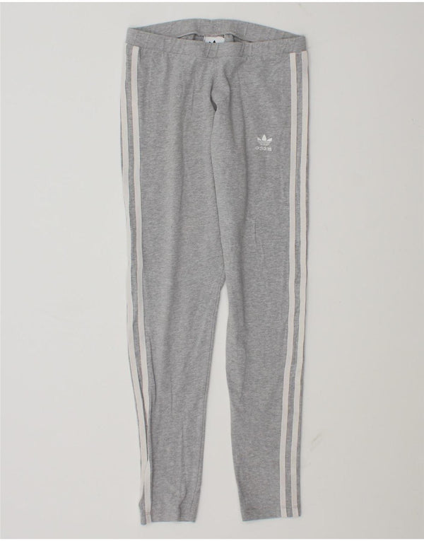 Adidas Damen Leggings UK 10 Small Graue Baumwolle