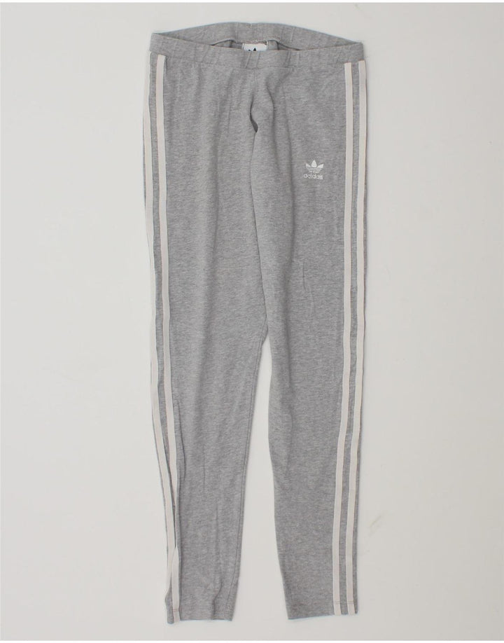 Adidas Damen Leggings UK 10 Small Graue Baumwolle