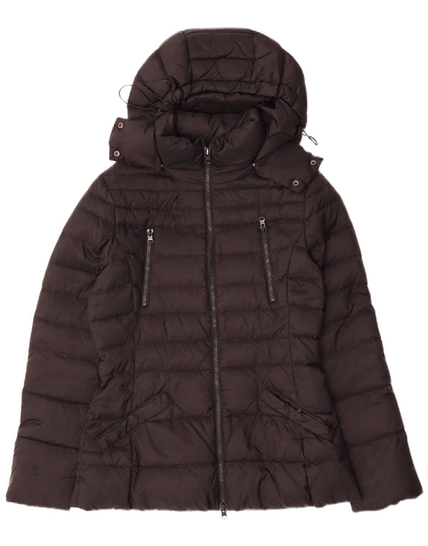 Benetton Womens Hooded Padded Jacket IT 42 Medium Black