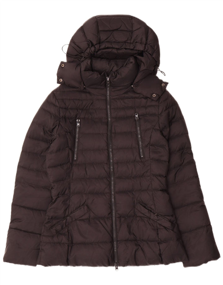 Benetton Wattierte Damenjacke mit Kapuze IT 42 Mittelschwarz