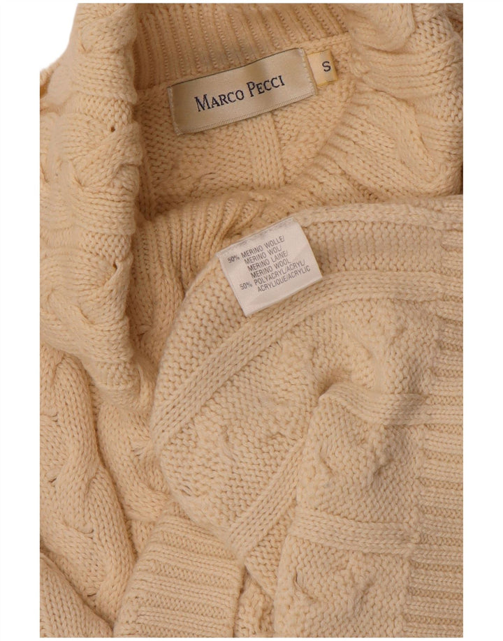 Marco Pecci Damen-Pullover mit Rollkragen, Gr. 10, Größe S, cremefarbene Wolle