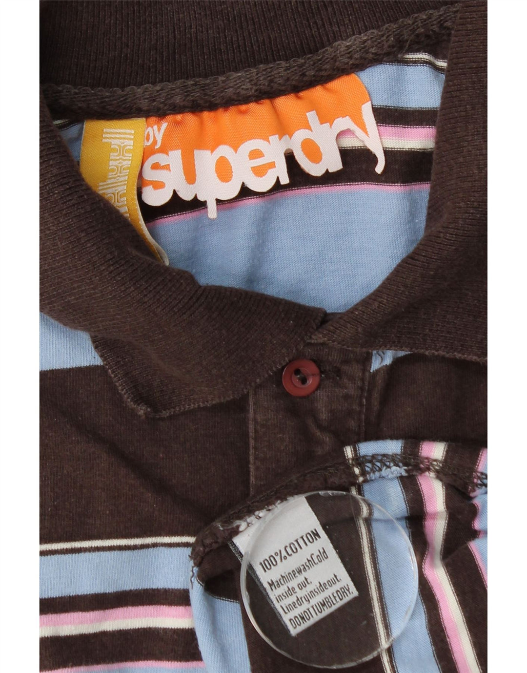 Superdry Herren-Poloshirt, klein, braun gestreift, Baumwolle