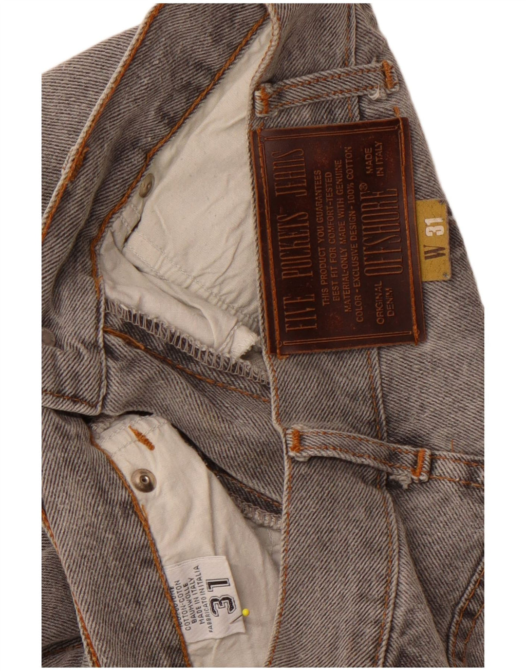 OFFSHORE Damen Crop High Waist Jeans W31 L26 Graue Baumwolle