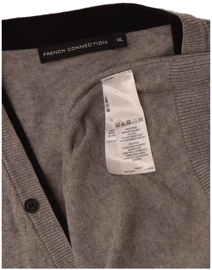 French Connection Herren-Strickjacke XL aus grauer Baumwolle