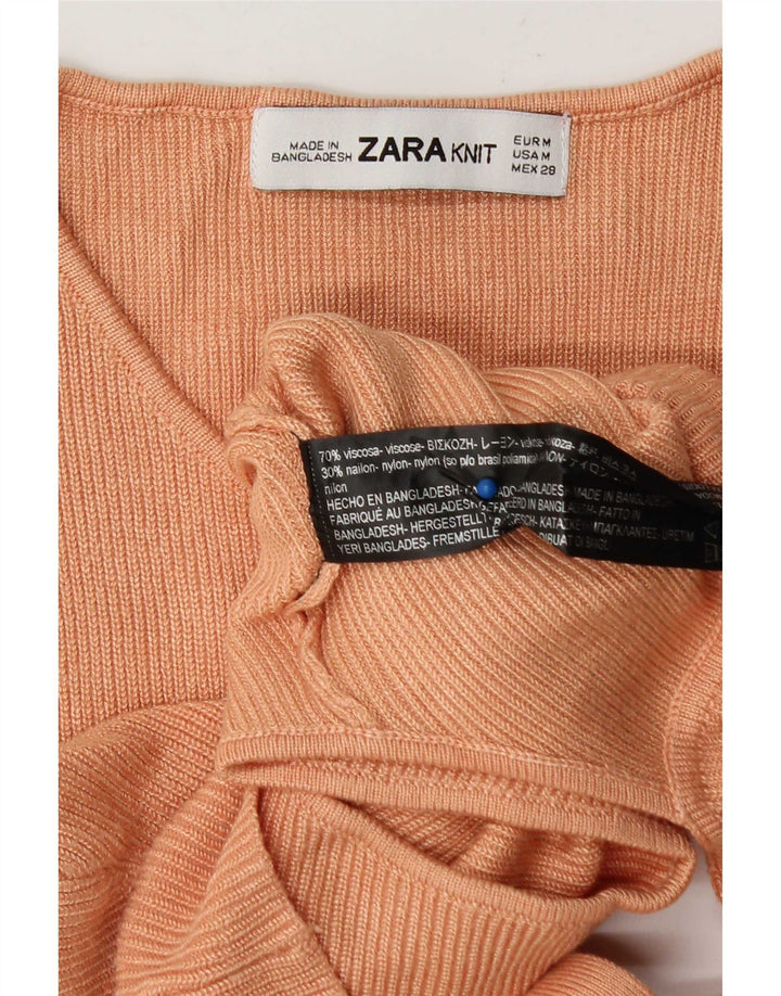 Ärmelloses Crop-Blusenoberteil von Zara für Damen, UK-Gr. 12, mittelrosa Viskose