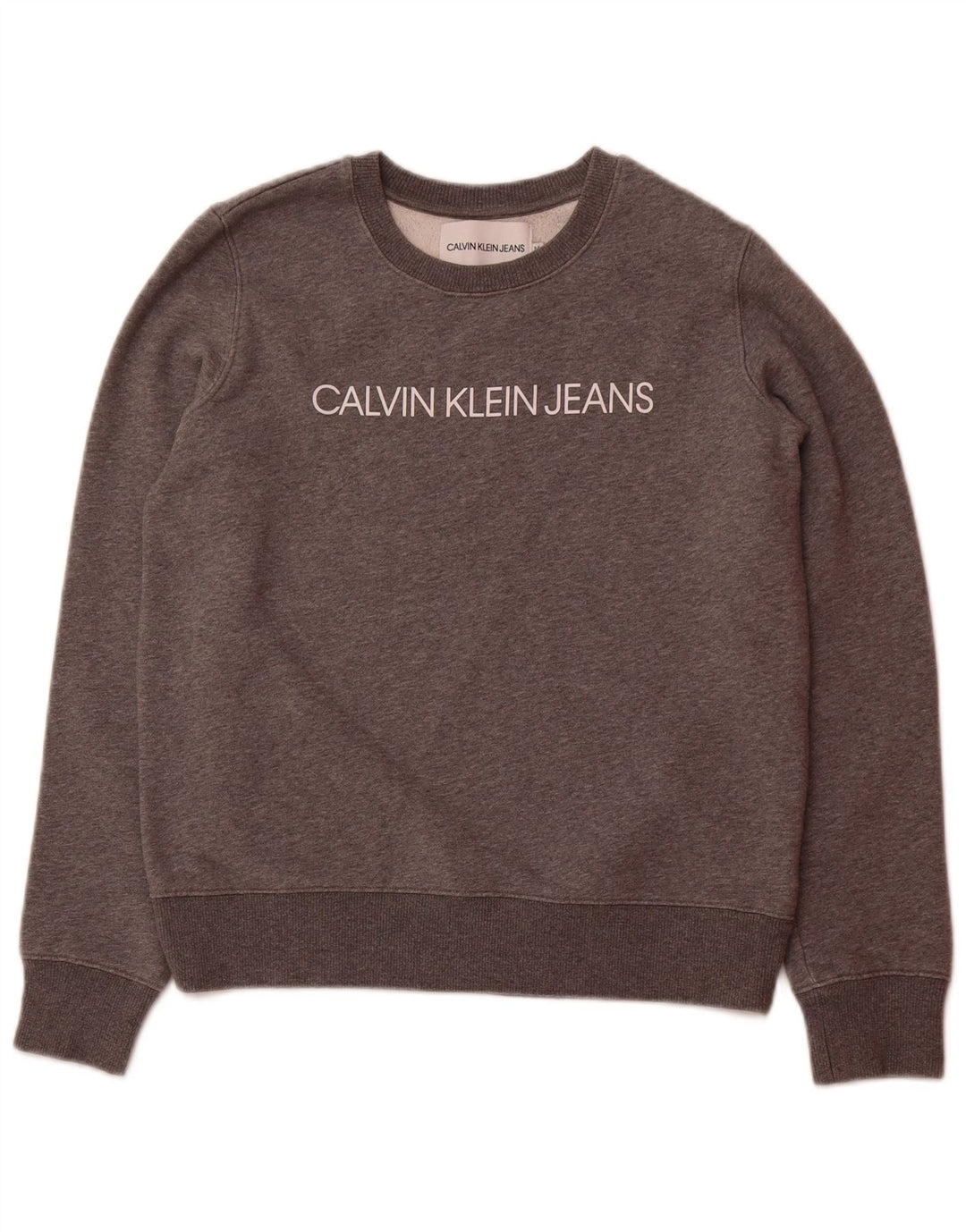 CALVIN KLEIN JEANS Womens Graphic Sweatshirt Jumper UK 14 Medium Grey