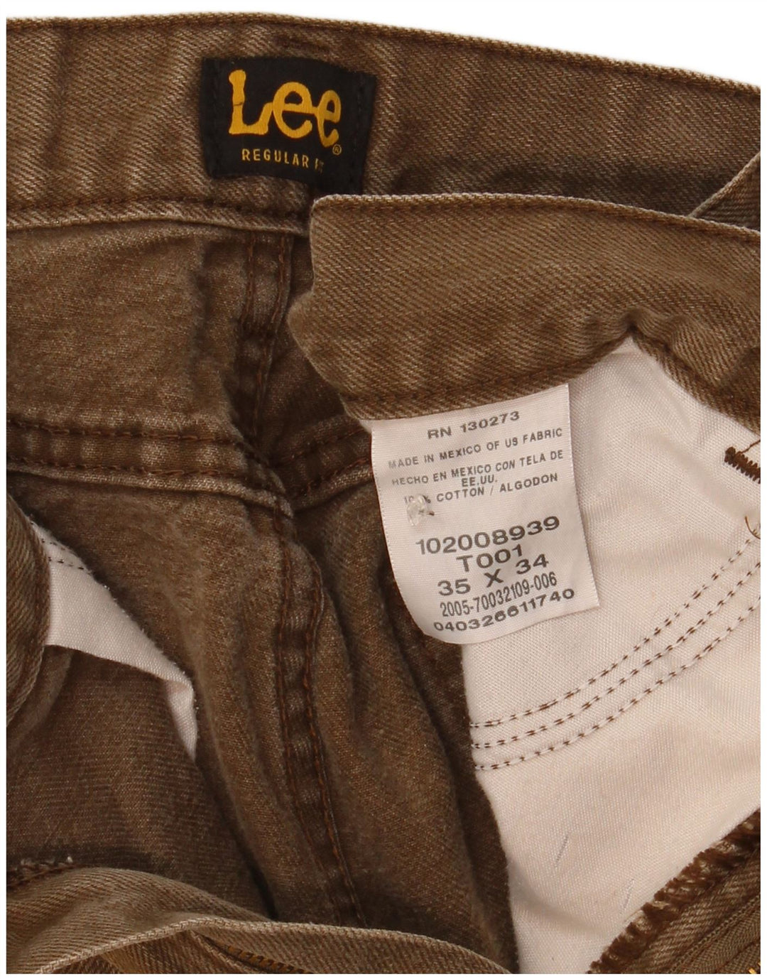 Lee Herren Straight Jeans W35 L34 Khaki Baumwolle