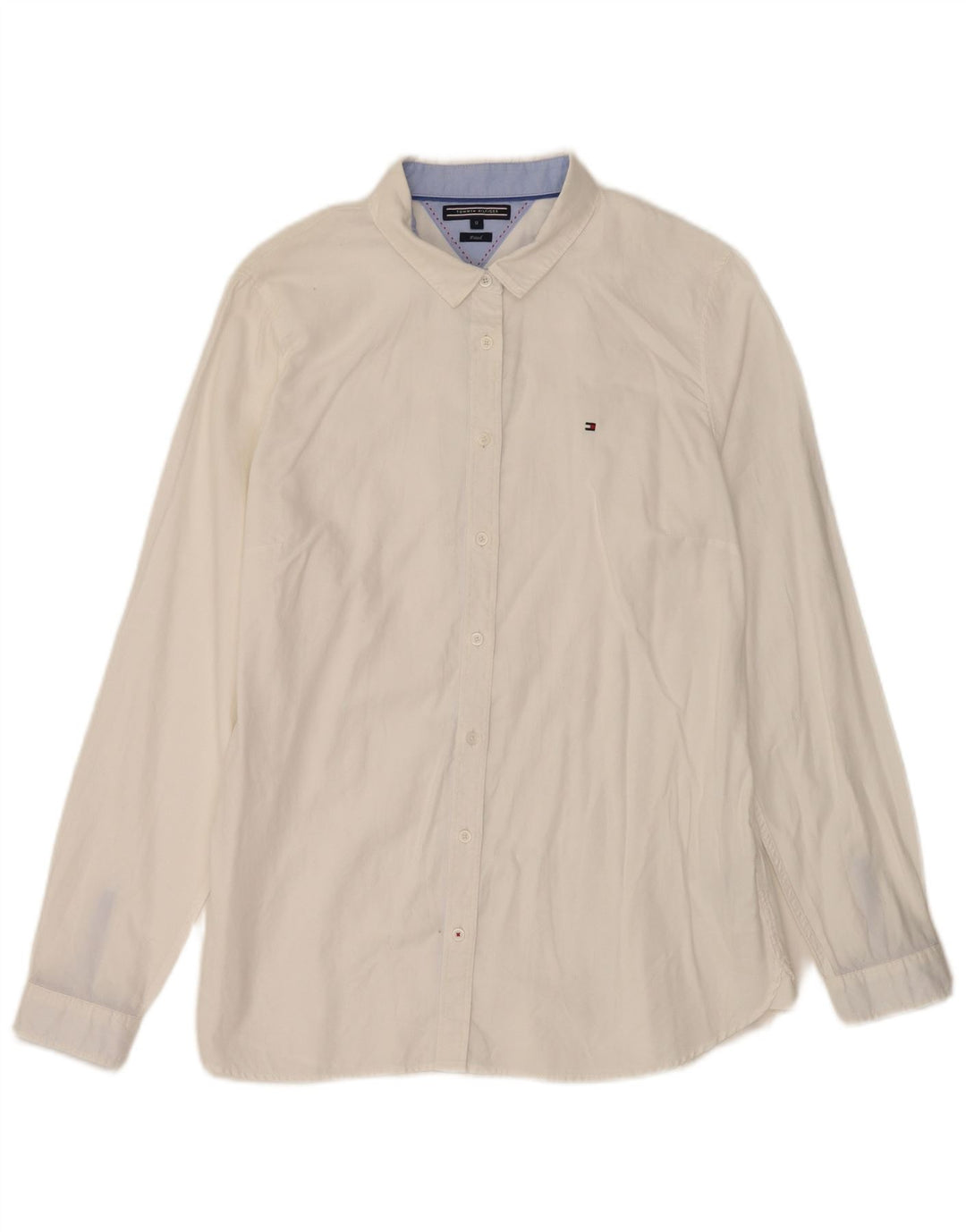 Tommy Hilfiger Damen Stretch-Hemd US 12 Large Weiße Baumwolle