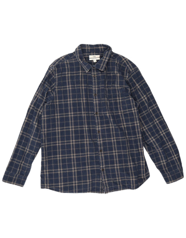 Marks & Spencer Herren Cordhemd 3XL Marineblau kariert Baumwolle