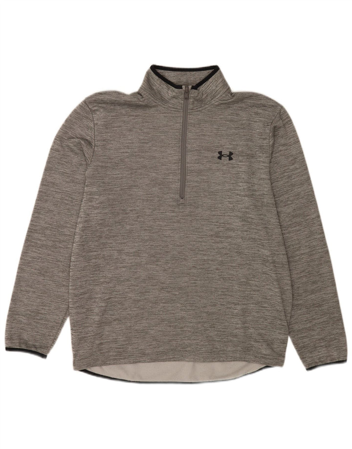 Under Armour Herren-Sweatshirt mit Reißverschluss am Hals, großes, grau meliertes Polyester