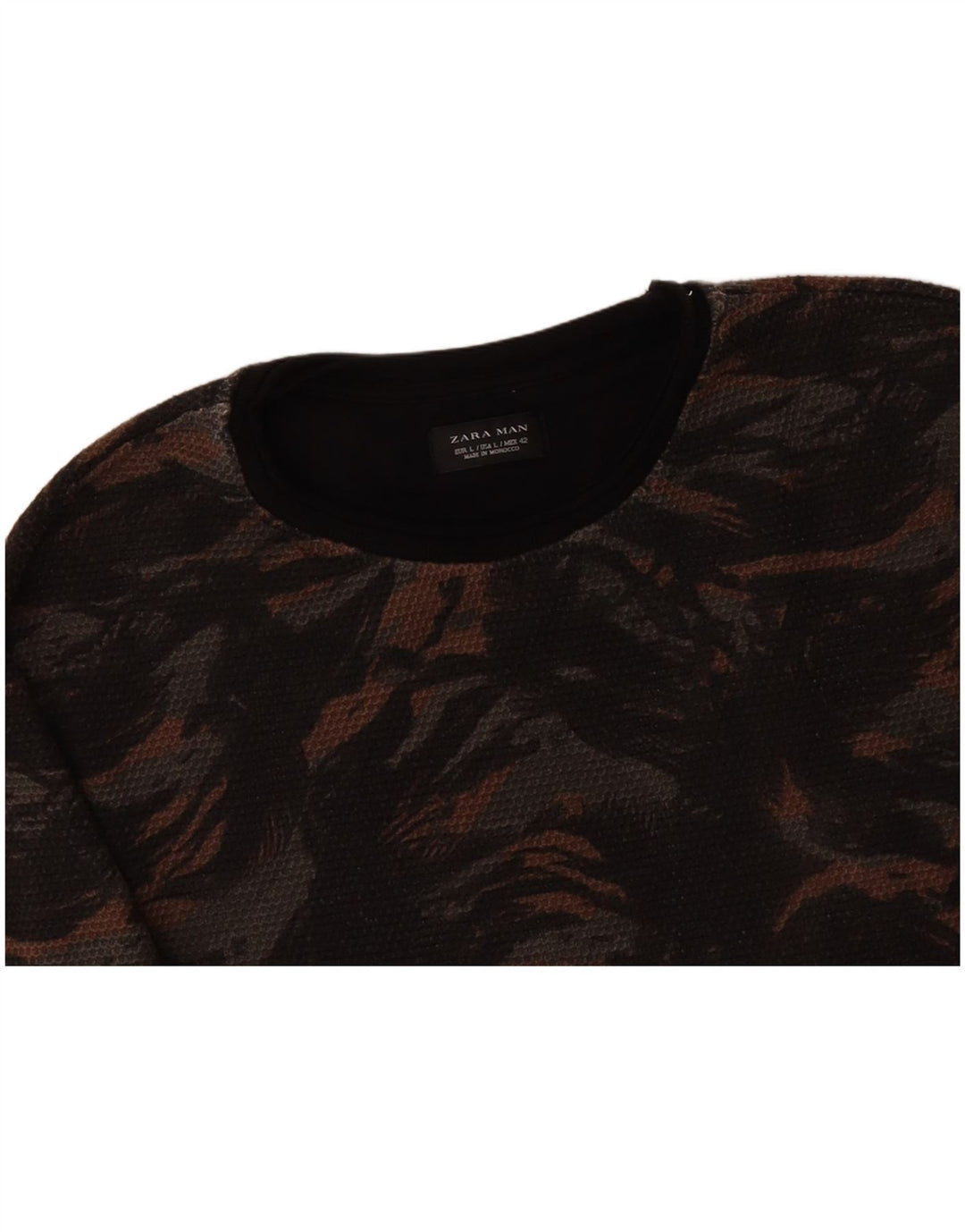 ZARA Mens Sweatshirt Jumper Large Multicoloured Camouflage Cotton