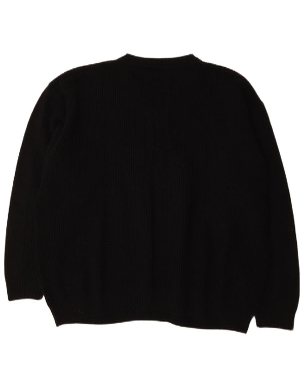 Engbers Herren-Pullover mit V-Ausschnitt, EU 54, XL, schwarz gestreift, Wolle