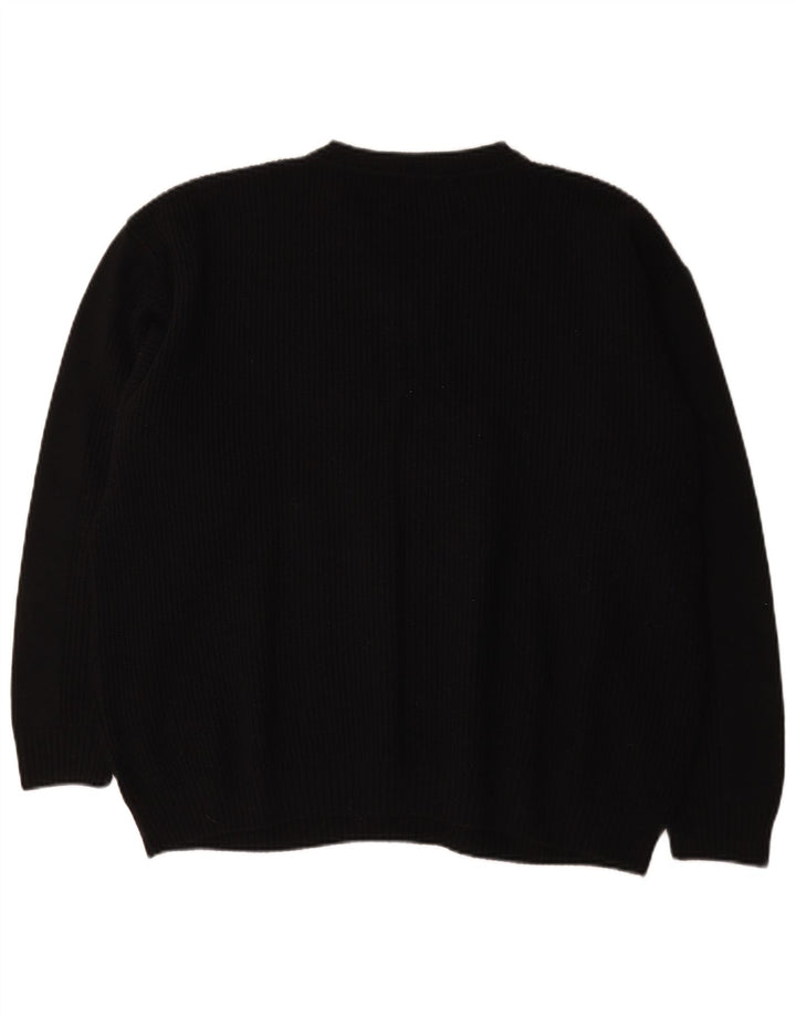 Engbers Herren-Pullover mit V-Ausschnitt, EU 54, XL, schwarz gestreift, Wolle