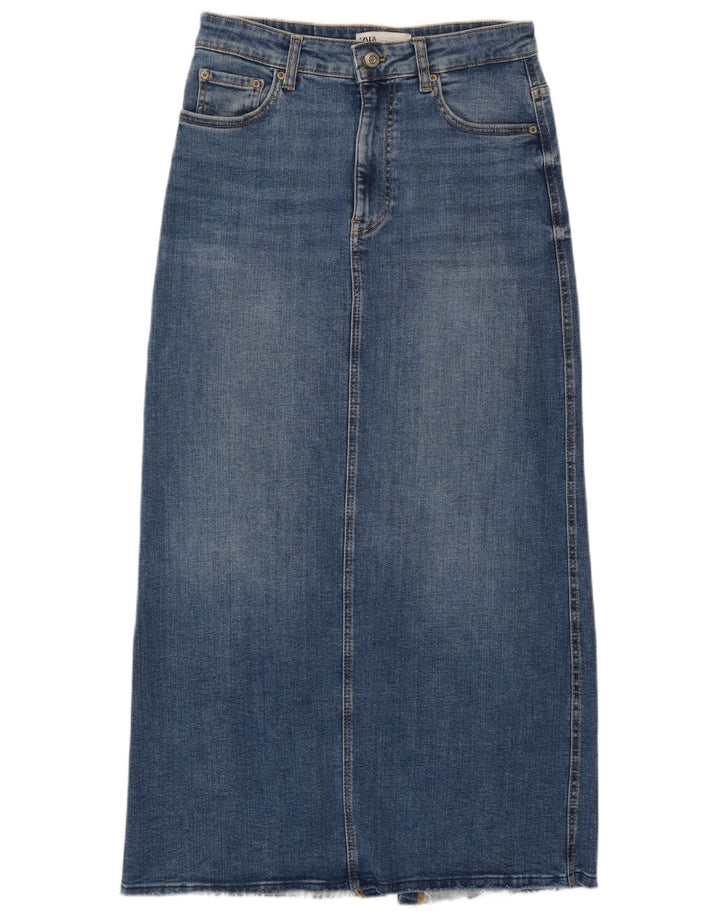 Zara Damen Maxi-Jeansrock mit hoher Taille, mittelgroß, W28, Blau