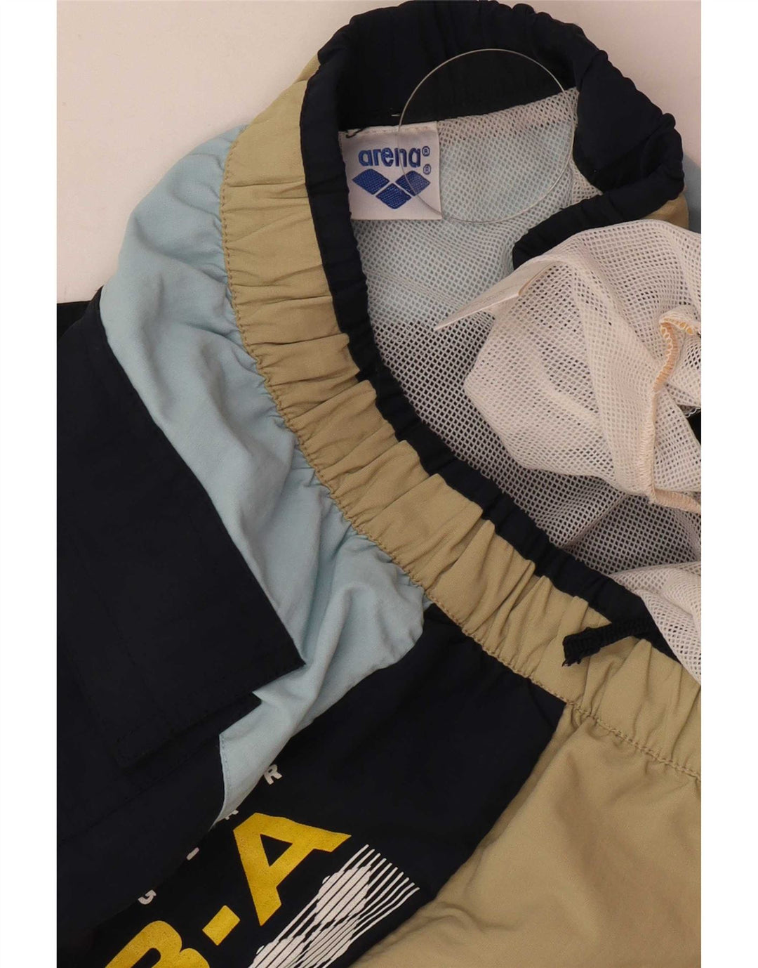 Arena Herren-Badeshorts mit Grafik, groß, beige, Colourblock-Polyamid