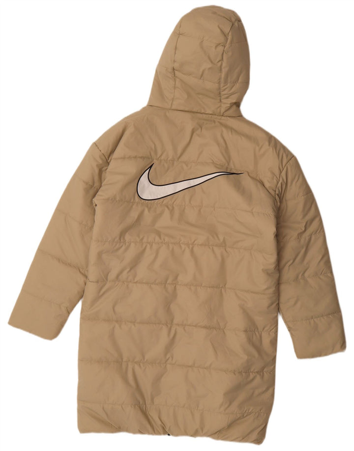 Nike Damen Kapuzen-Übergröße, gepolsterter Mantel, UK 6, XS, Beige, Polyester
