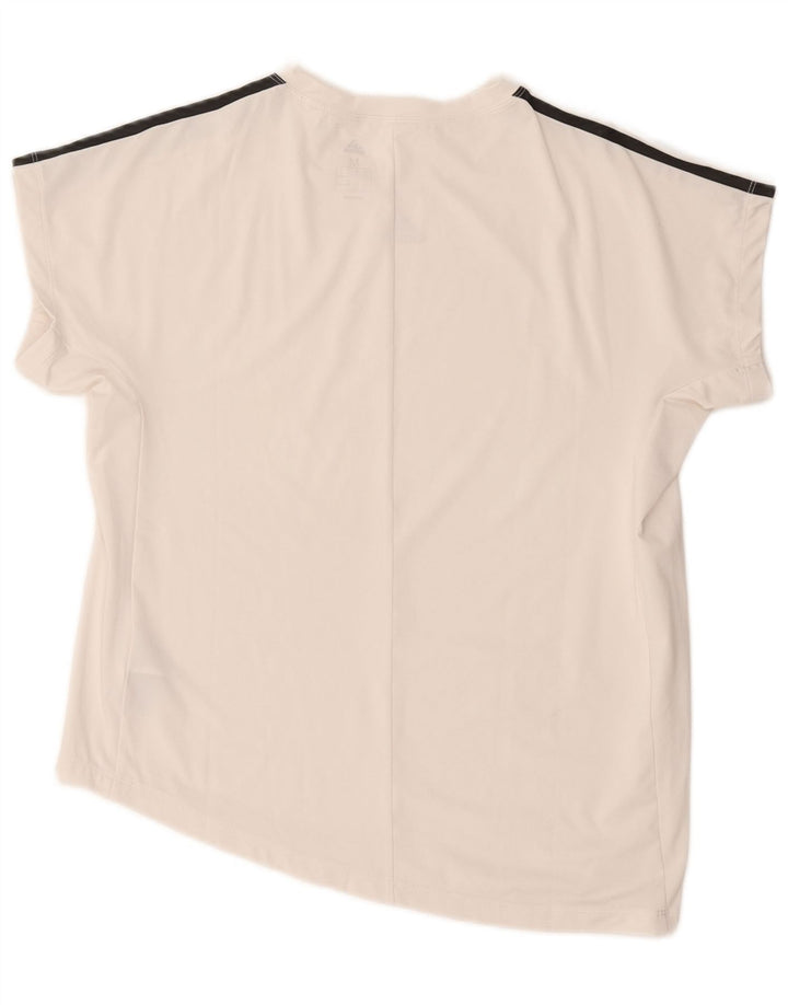 Adidas Damen Graphic T-Shirt Top UK 12/14 Mittelweißes Polyester