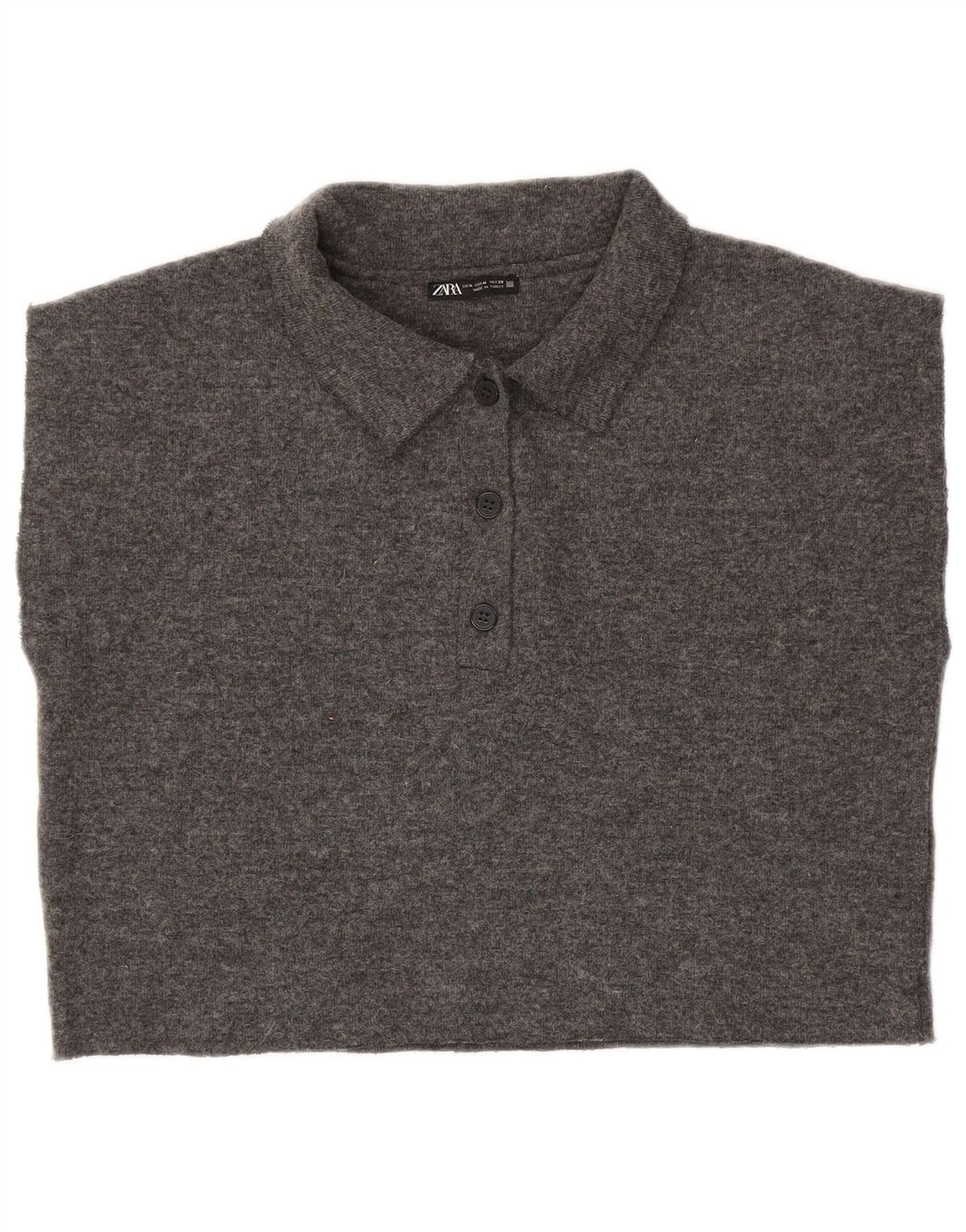 Zara Damen Crop Ärmelloses Poloshirt UK 14 Mittelgraues Polyester