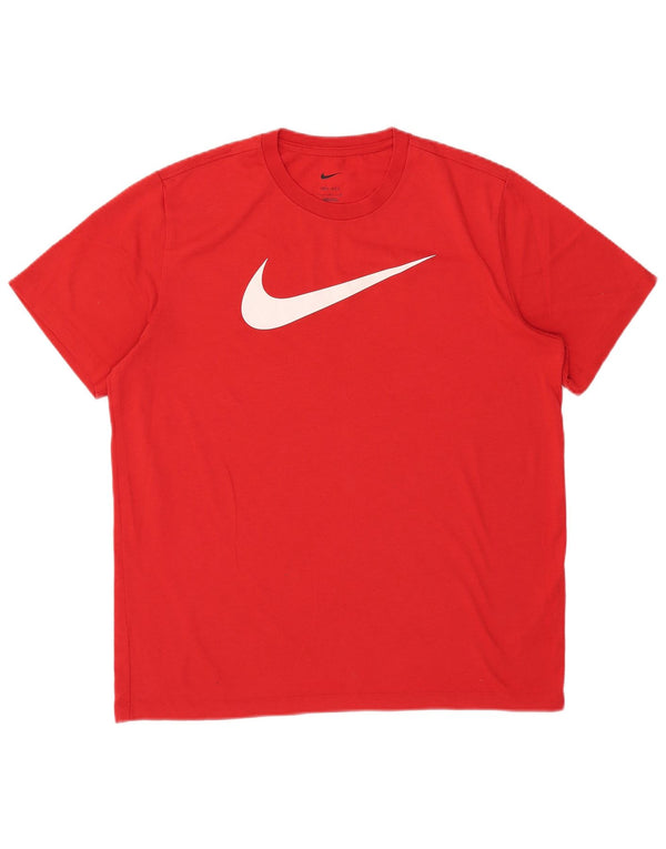 Nike Herren Dri Fit Grafik-T-Shirt-Oberteil, großes rotes Polyester