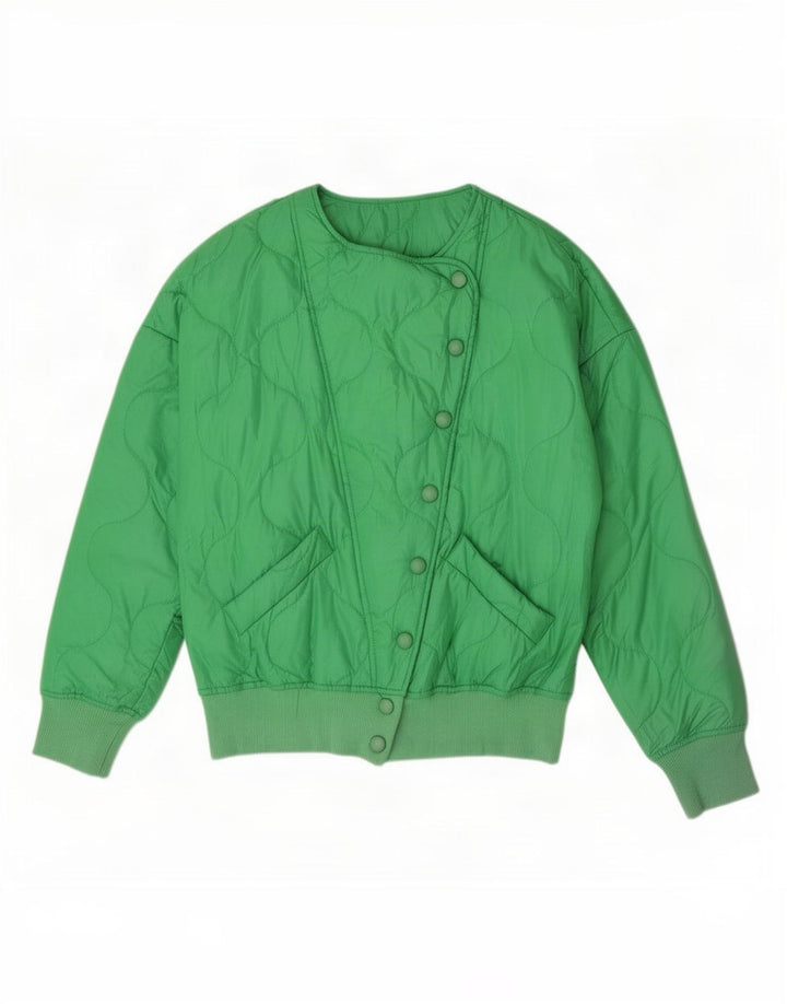 Vintage Damen Bomberjacke UK 14 Mittelgrün