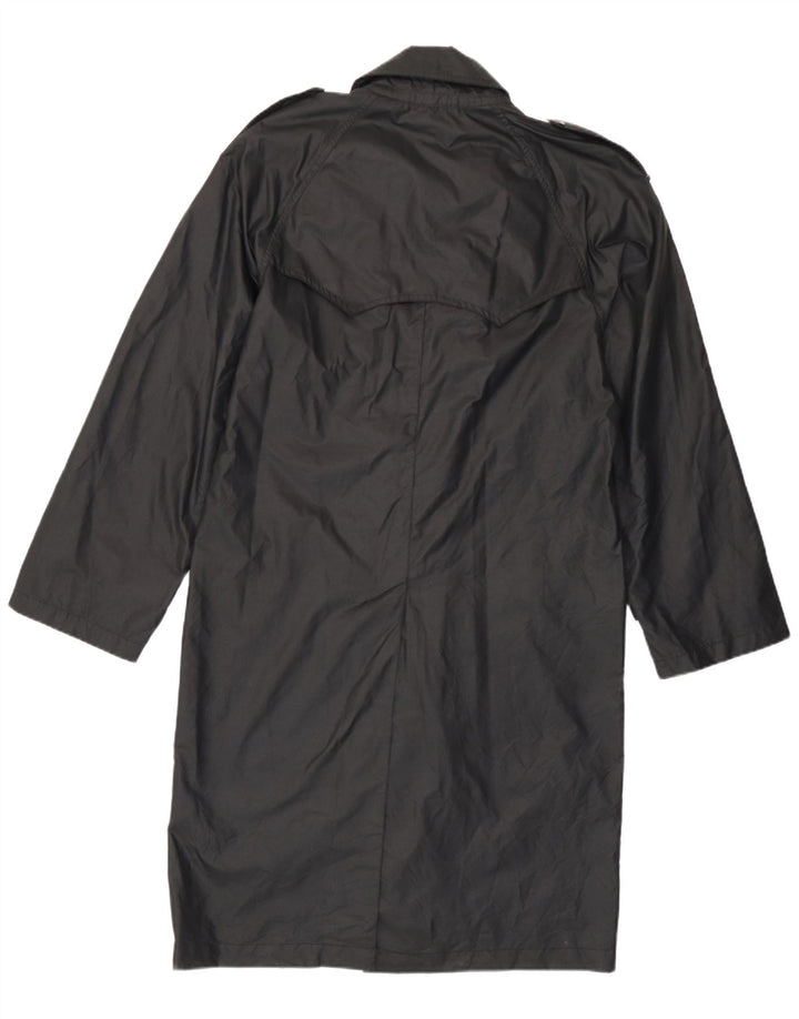 Fiorucci Herren-Trenchcoat mit Kapuze, UK 36, Small, schwarzes Nylon