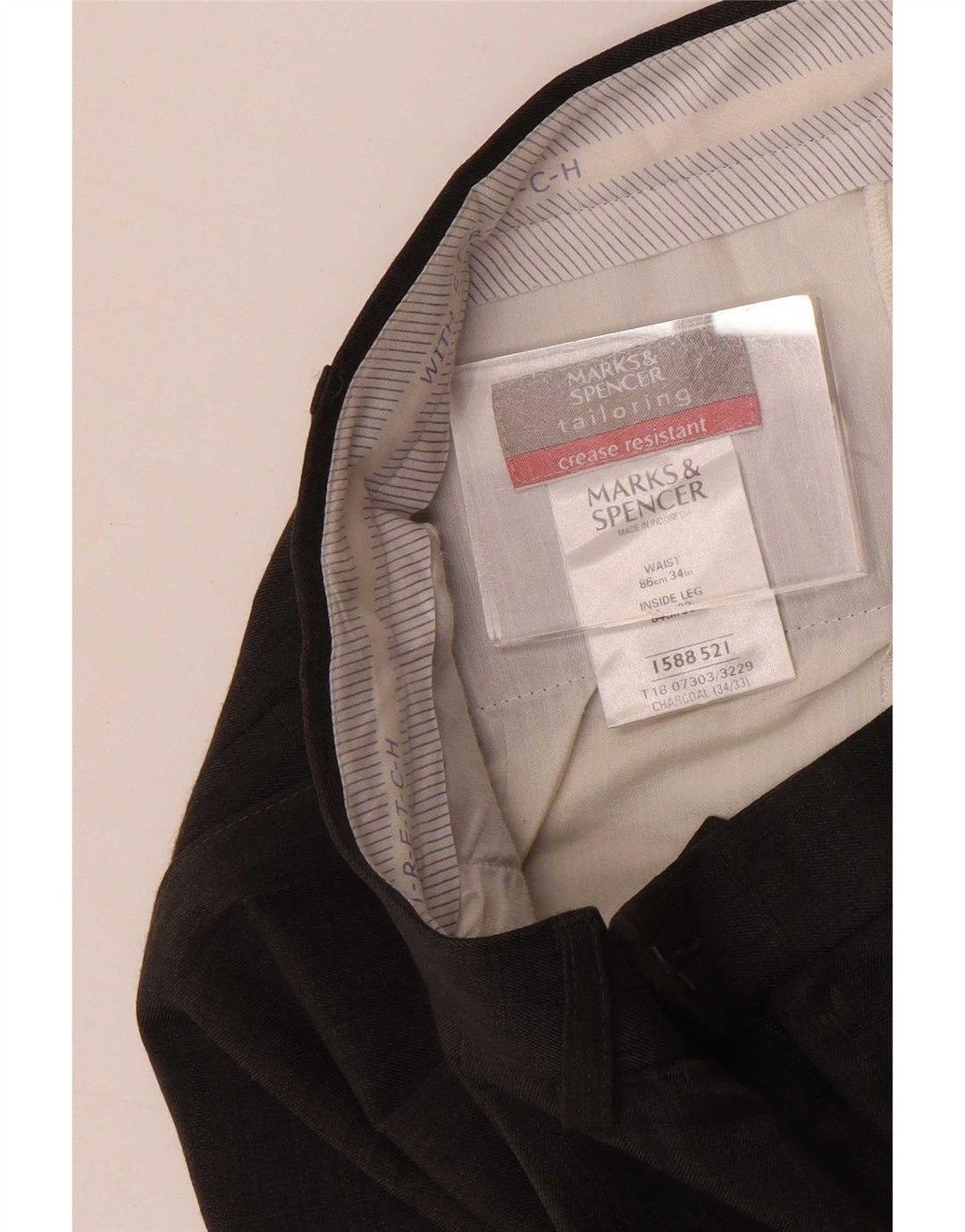 Marks & Spencer Herren-Anzughose mit Pegged-Anzug, W34 L33, graues Polyester