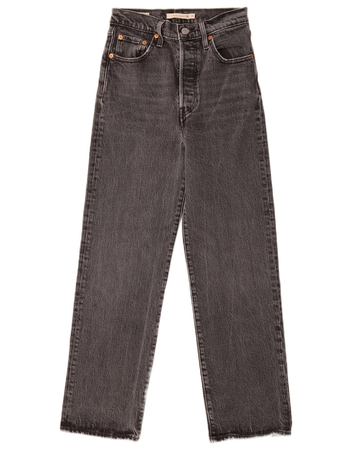 Levi's Damen Ribcage Straight Jeans W25 L27 Graue Baumwolle