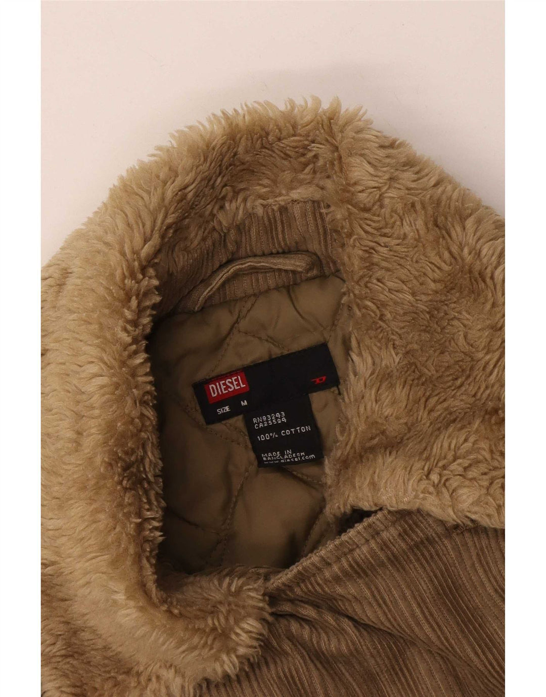 Diesel Damen Militär-Cordjacke UK 12 Medium Khaki