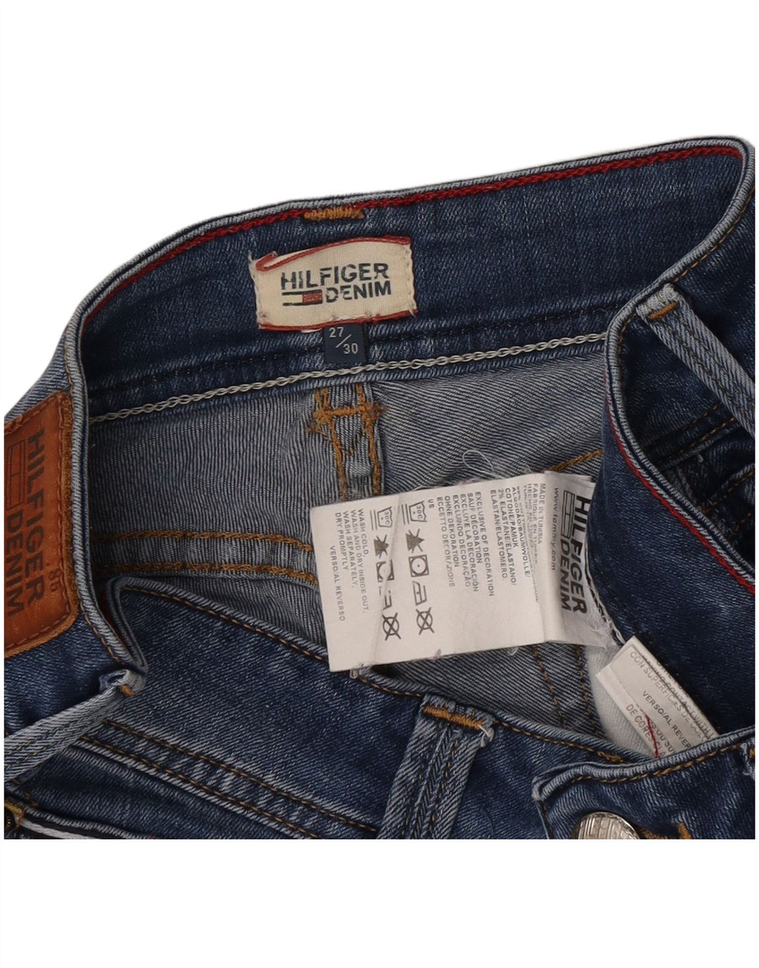 Tommy Hilfiger Damen Straight Jeans W27 L30 Blaue Baumwolle