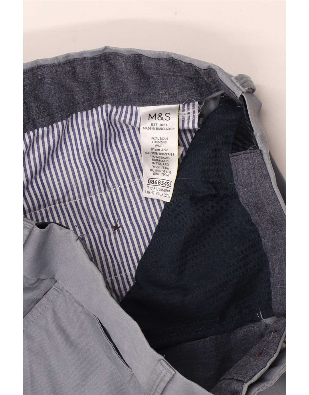 Gerade Herren-Chinohose von Marks & Spencer, W32, L31, Blau, Baumwolle