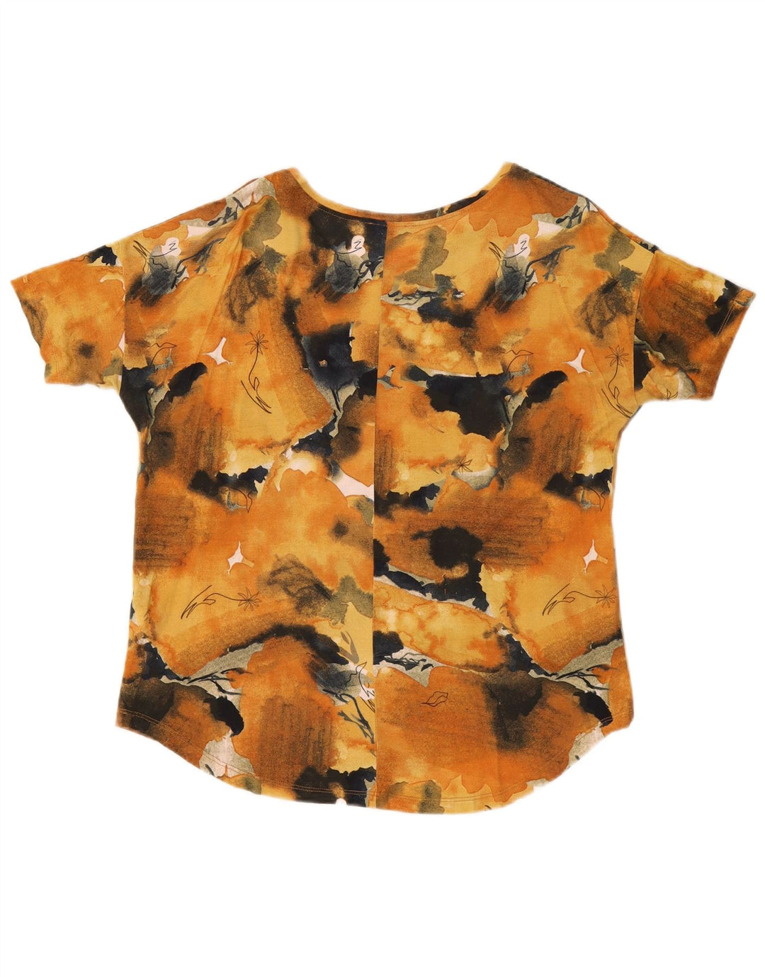 ZARA Damen Grafik-T-Shirt-Oberteil UK 16 Large Orange Tie Dye Viskose