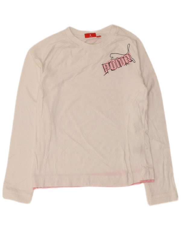 Puma Mädchen Graphic Top Langarm 13–14 Jahre weiße Baumwolle