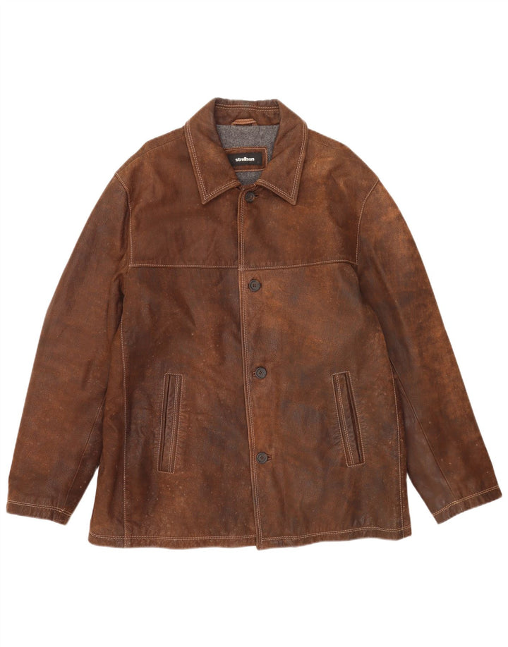 Strellson Herren Lederjacke IT 56 3XL Braunes Leder