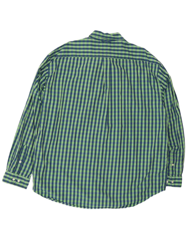 Tommy Hilfiger Herrenhemd 2XL, grüne Gingham-Baumwolle